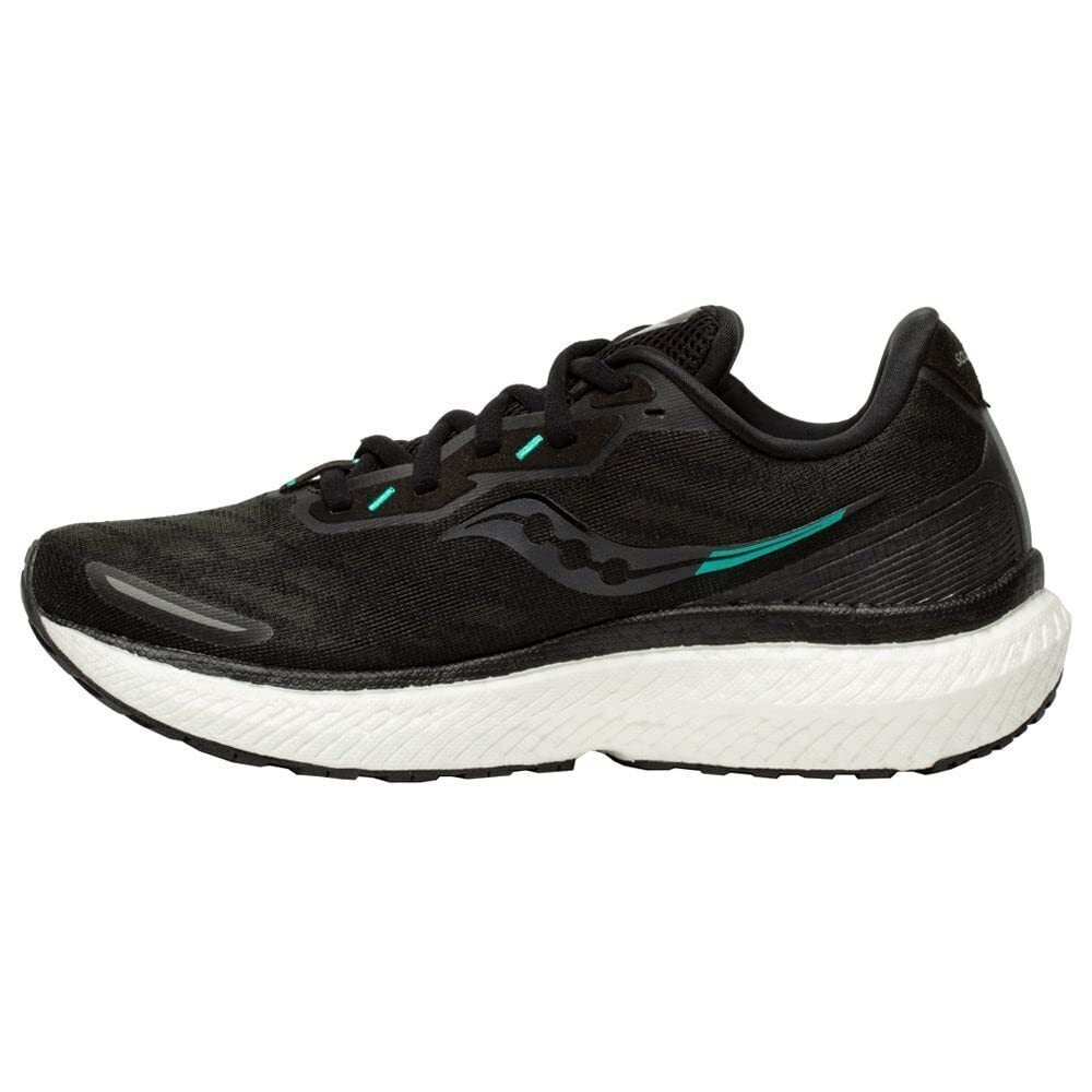 SAUCONY WOMEN'S TRIUMPH 19 RUNNING SHOE, BLACK/WHITE, 9.5 WIDE
